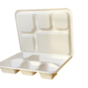 5 COMPARTMENT BIO MEAL TRAY (LID AVAILABLE) WHITE