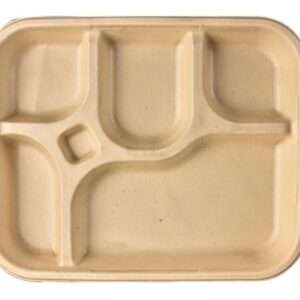 5 COMPARTMENT BIO MEAL TRAY (NATURAL)