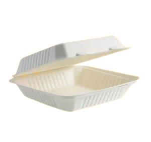 8"x 8" 1 COMPARTMENT BIO CLAMSHELL BOX (WHITE)