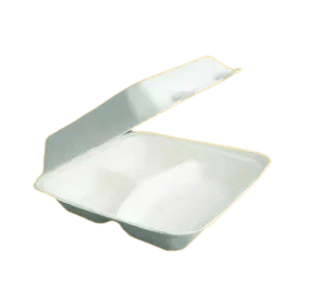 9"x 9" 3 COMPARTMENT BIO CLAMSHELL BOX (WHITE)